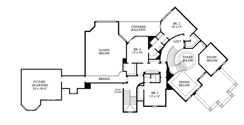 Floor Plan Second Story of Luxury Plan #134-1263