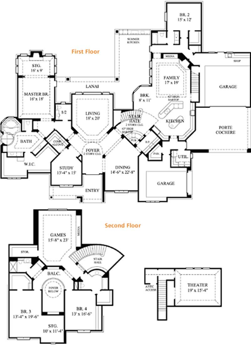Floor Plan First Story of Luxury Plan #134-1264