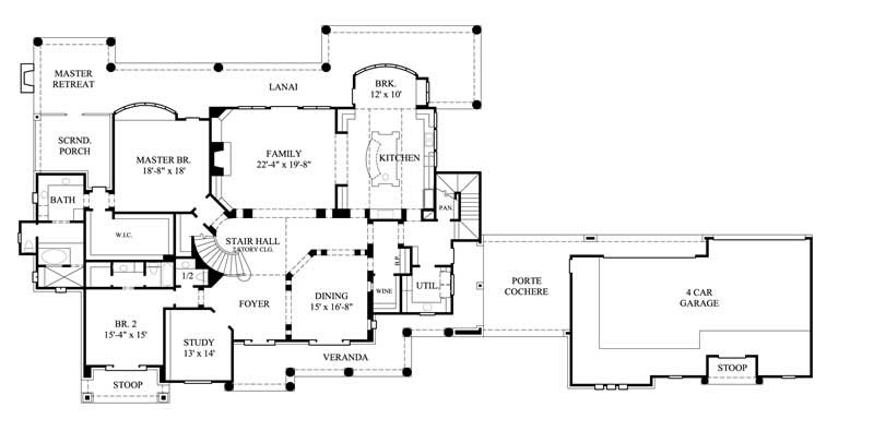 Floor Plan First Story of Farmhouse Plan #134-1266