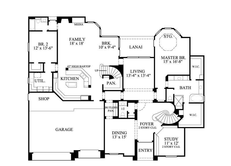 Floor Plan First Story of Luxury Plan #134-1268