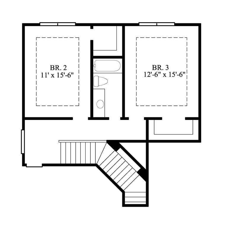 Floor Plan Second Story of Traditional Plan #134-1269