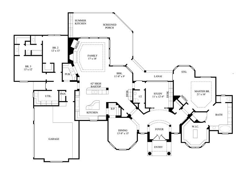 Floor Plan First Story of Luxury Plan #134-1270