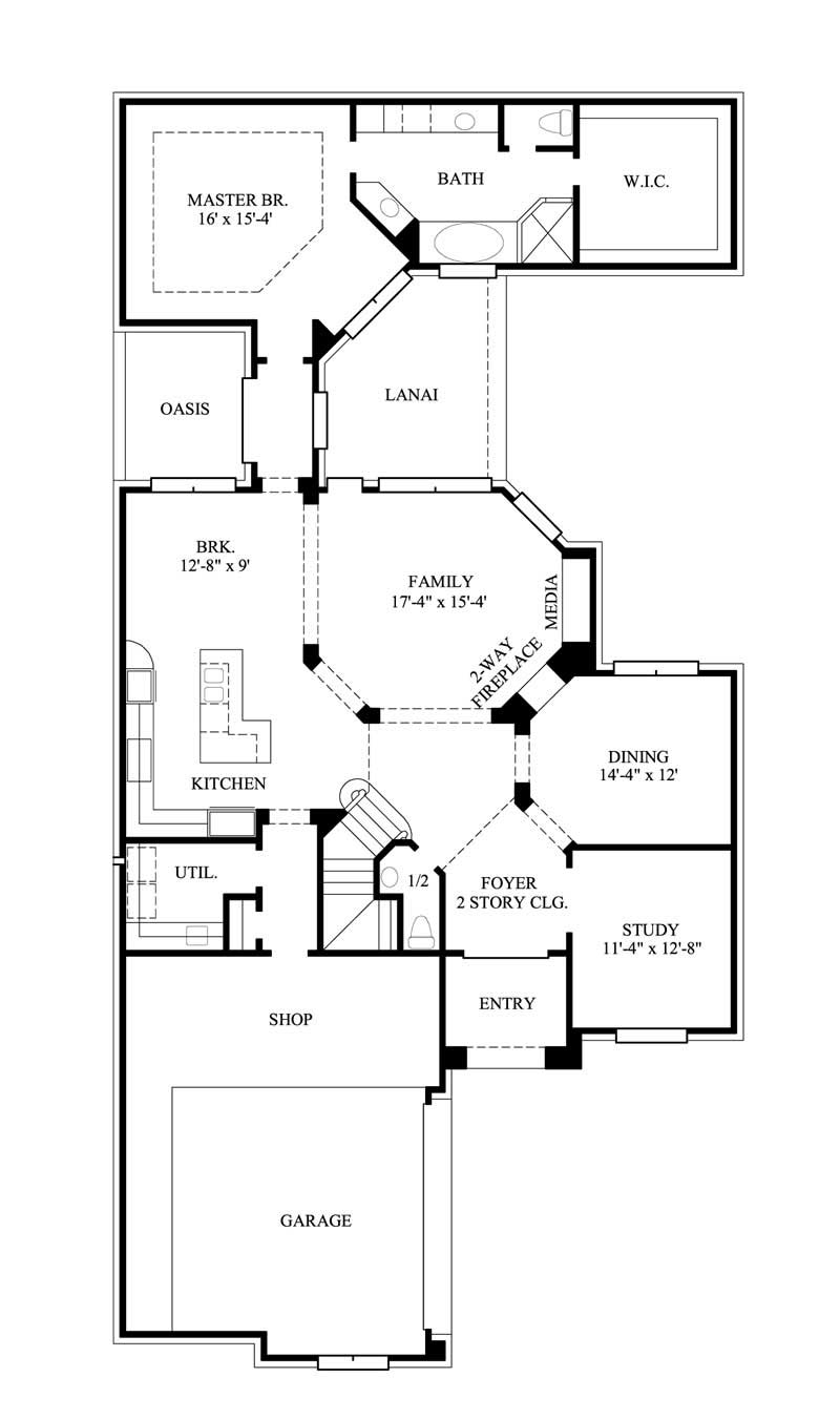 Floor Plan First Story of Traditional Plan #134-1274