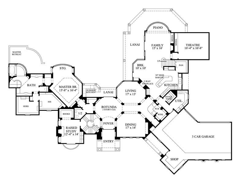 Floor Plan First Story of Luxury Plan #134-1277