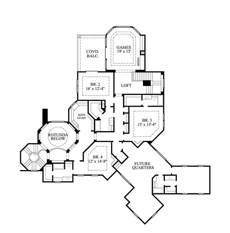 Floor Plan Second Story of Luxury Plan #134-1277