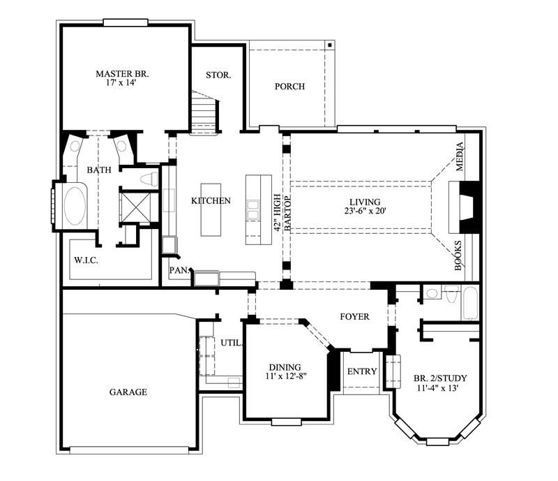 Floor Plan First Story of Traditional Plan #134-1278