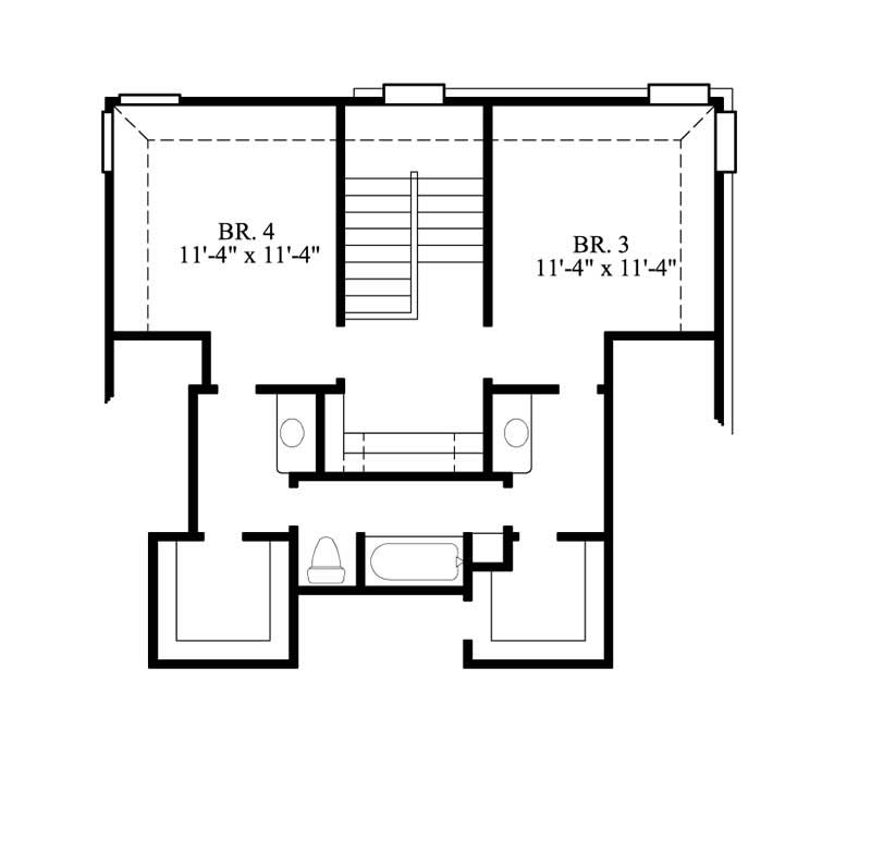 Floor Plan Second Story of Traditional Plan #134-1278