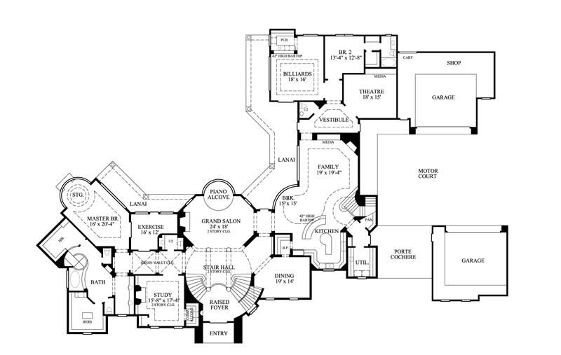 Floor Plan First Story of European Plan #134-1282