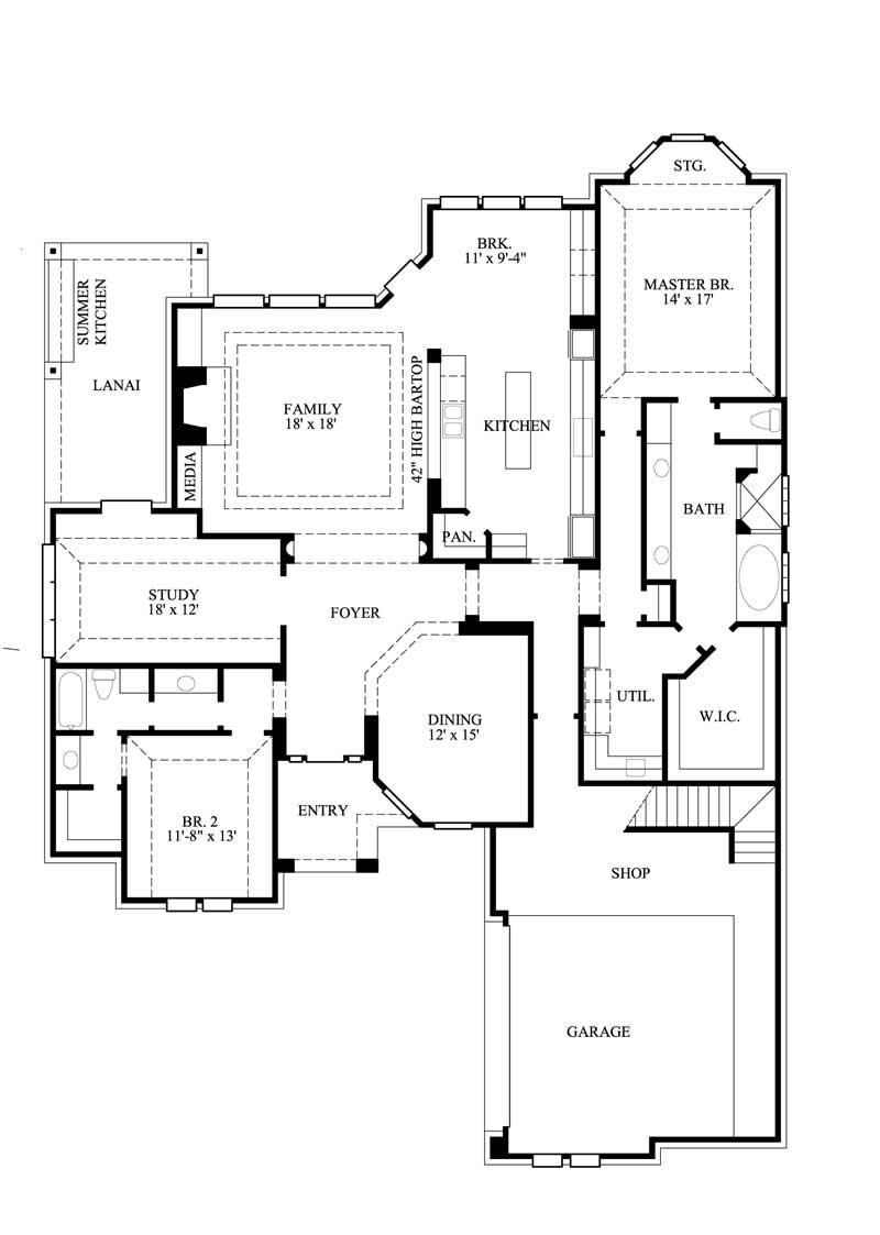 Floor Plan First Story of Contemporary Plan #134-1284