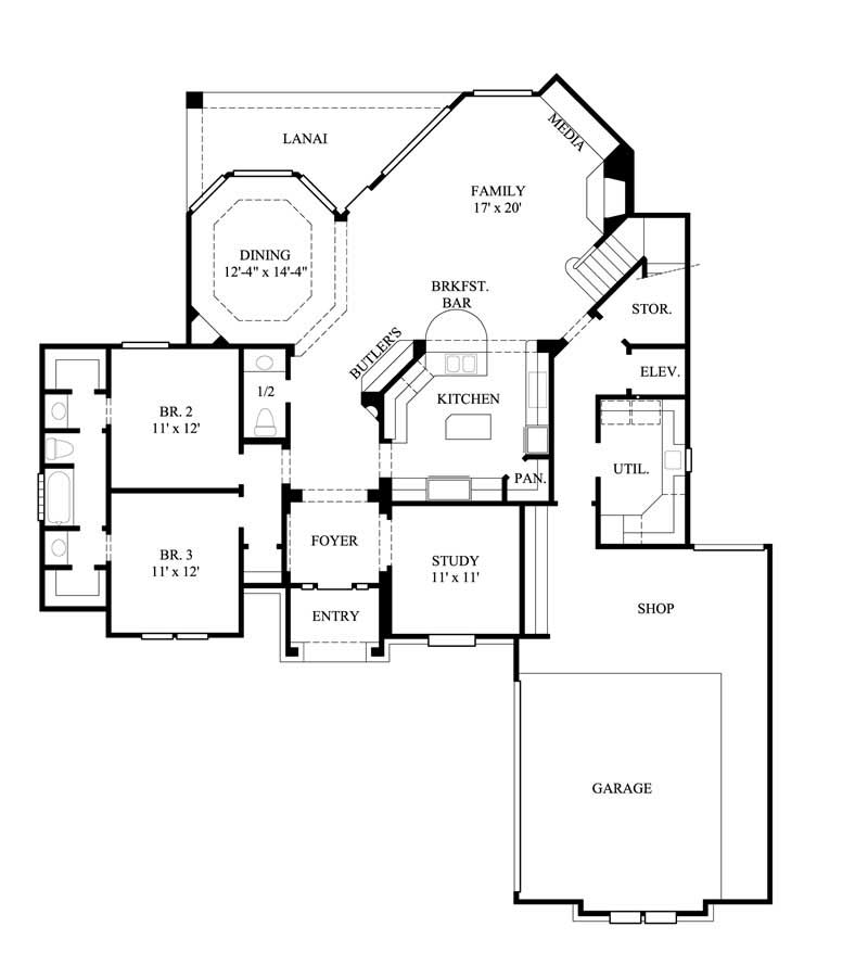 Floor Plan First Story of Contemporary Plan #134-1285