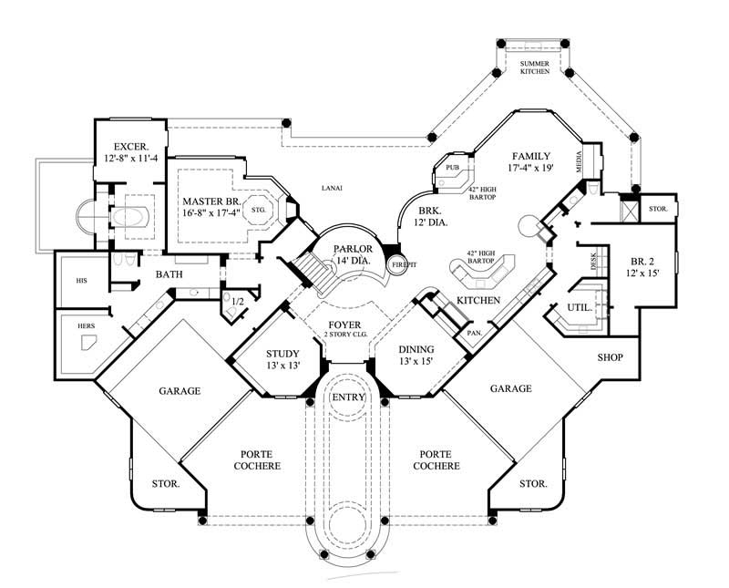 Floor Plan First Story of Luxury Plan #134-1289