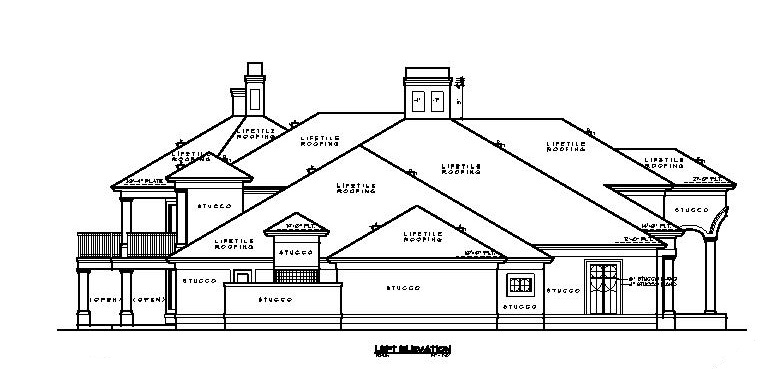 Home Plan Left Elevation of this 4-Bedroom,5314 Sq Ft Plan -134-1289
