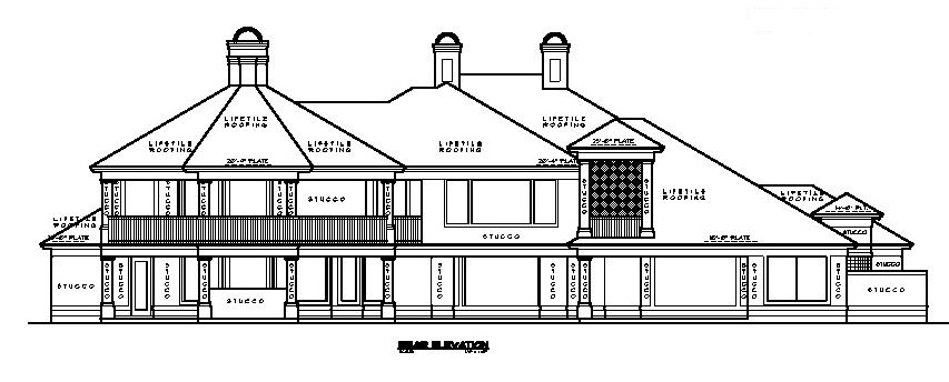 Home Plan Rear Elevation of this 4-Bedroom,5314 Sq Ft Plan -134-1289