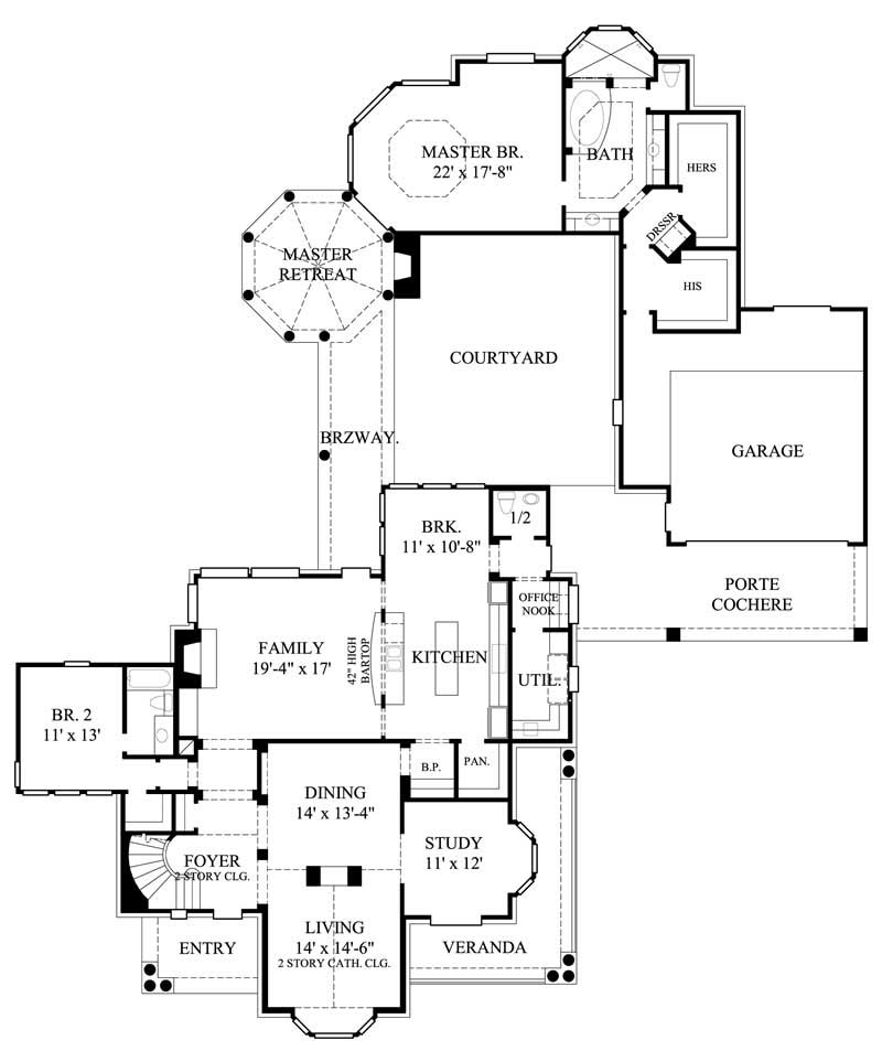 Floor Plan First Story of Farmhouse Plan #134-1297