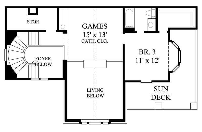 Floor Plan Second Story of Farmhouse Plan #134-1297