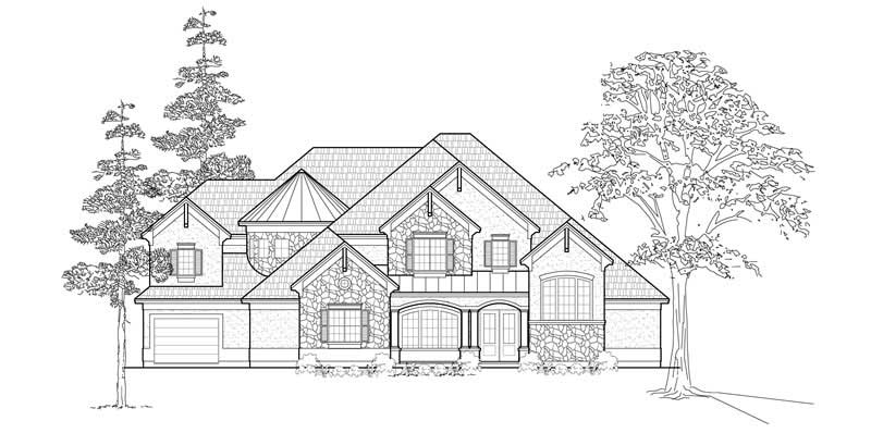 Home Plan Front Elevation of this 4-Bedroom,4602 Sq Ft Plan -134-1298