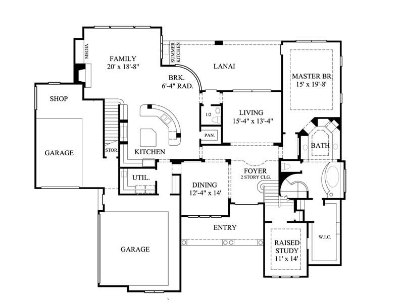 Floor Plan First Story of Luxury Plan #134-1298