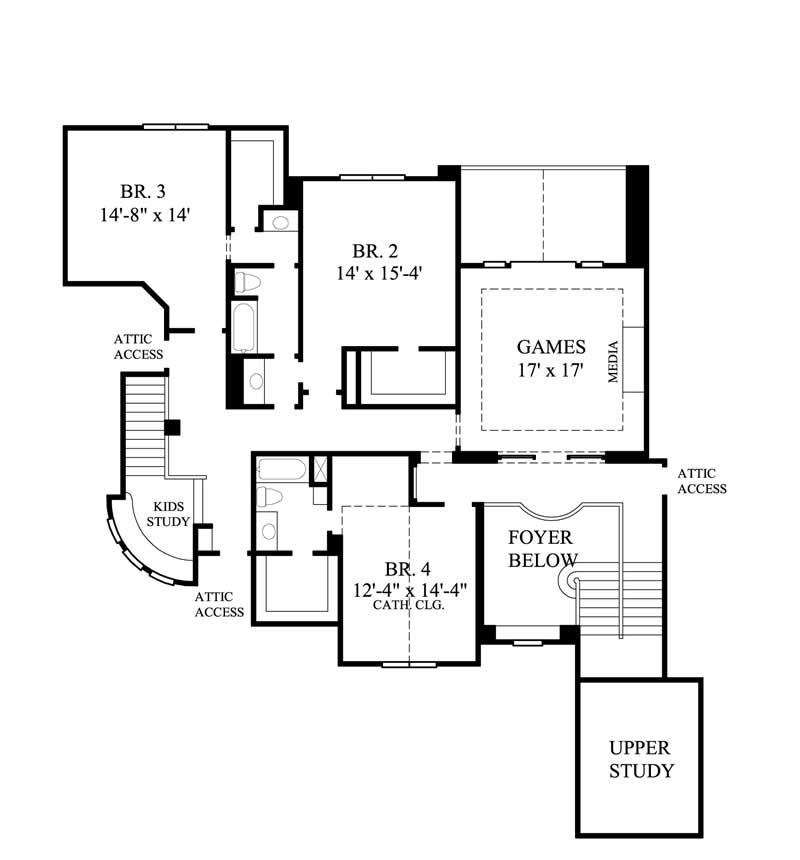 Floor Plan Second Story of Luxury Plan #134-1298