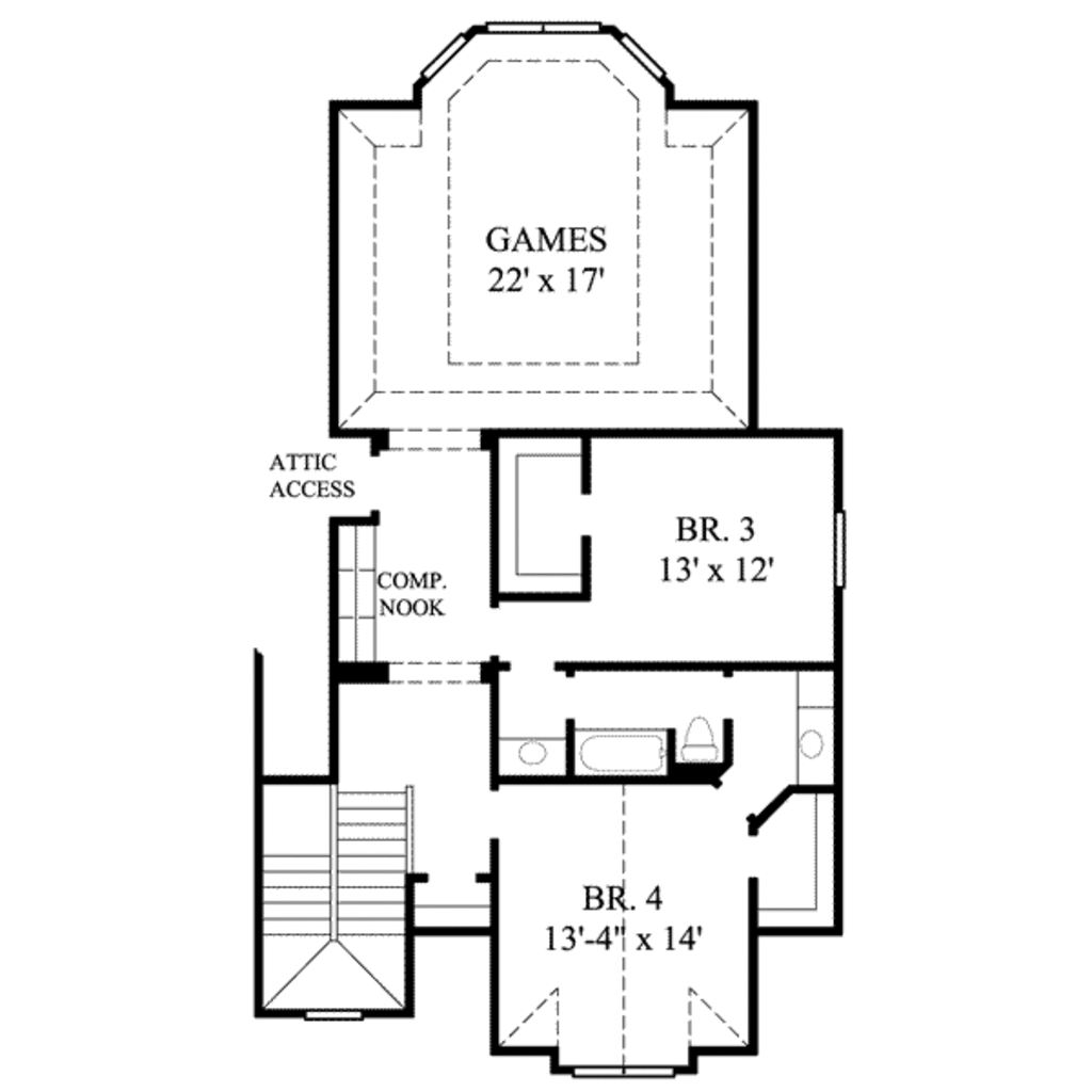 Floor Plan Second Story of Luxury Plan #134-1299