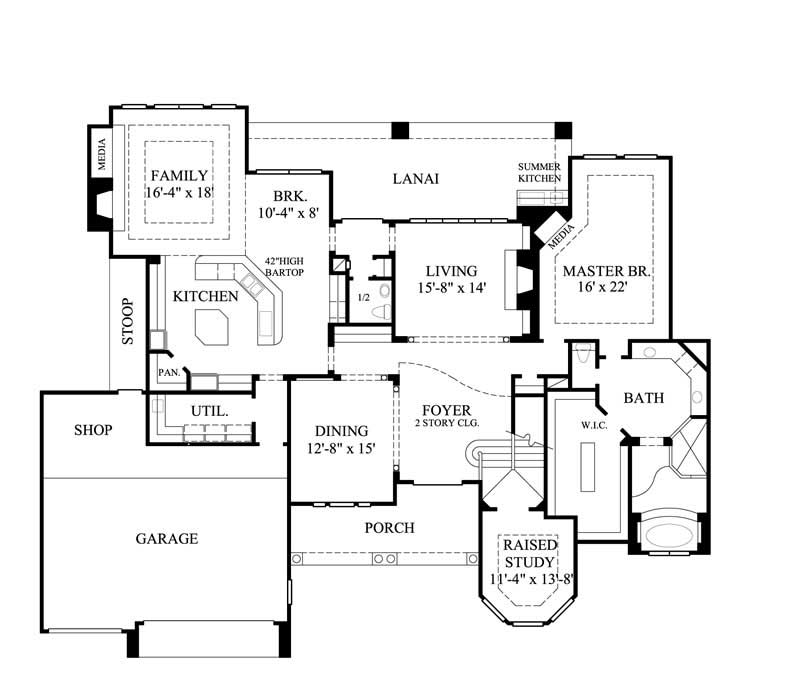 Floor Plan First Story of Country Plan #134-1300