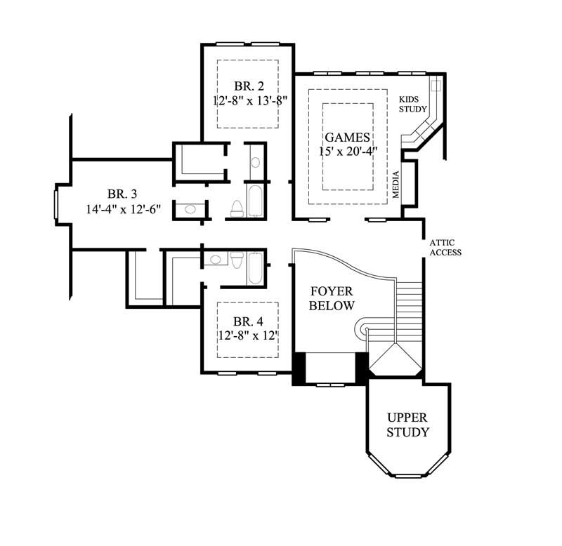 Floor Plan Second Story of Country Plan #134-1300