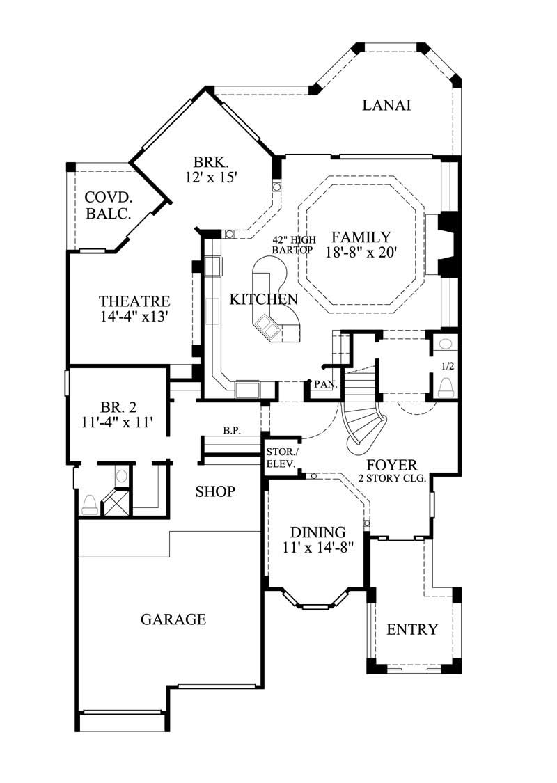 Floor Plan First Story of Luxury Plan #134-1301