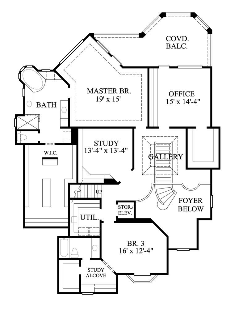 Floor Plan Second Story of Luxury Plan #134-1301