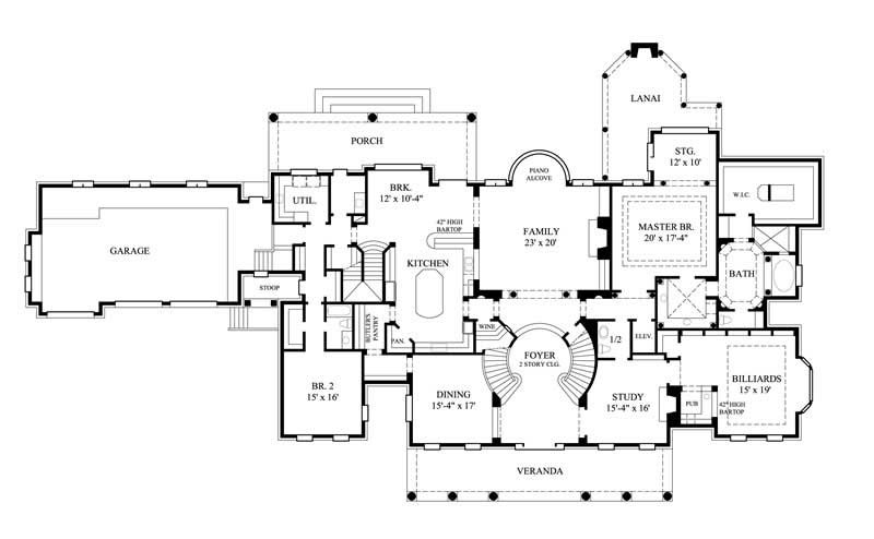 Floor Plan First Story of Colonial Plan #134-1302