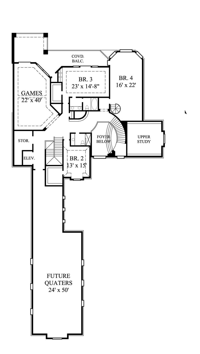 Floor Plan Second Story of Luxury Plan #134-1303