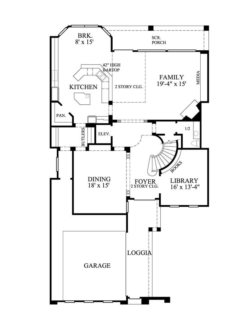 Floor Plan First Story of European Plan #134-1305
