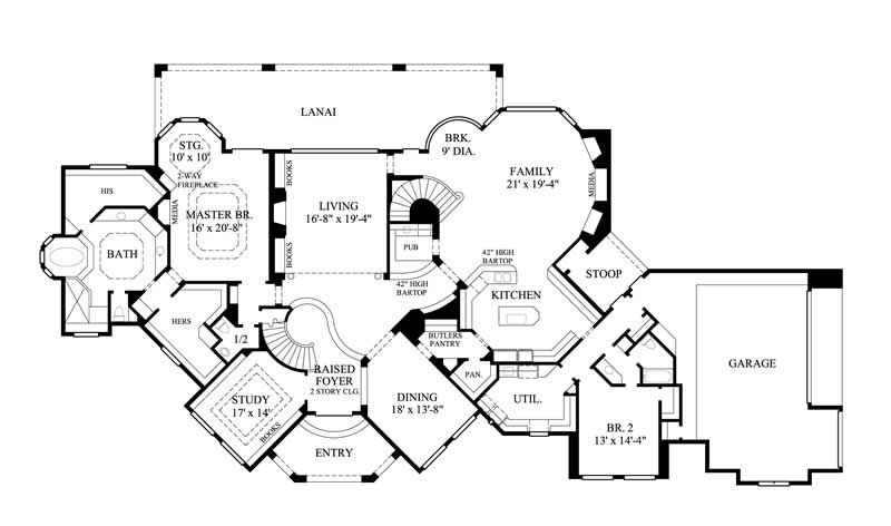 Floor Plan First Story of Luxury Plan #134-1306