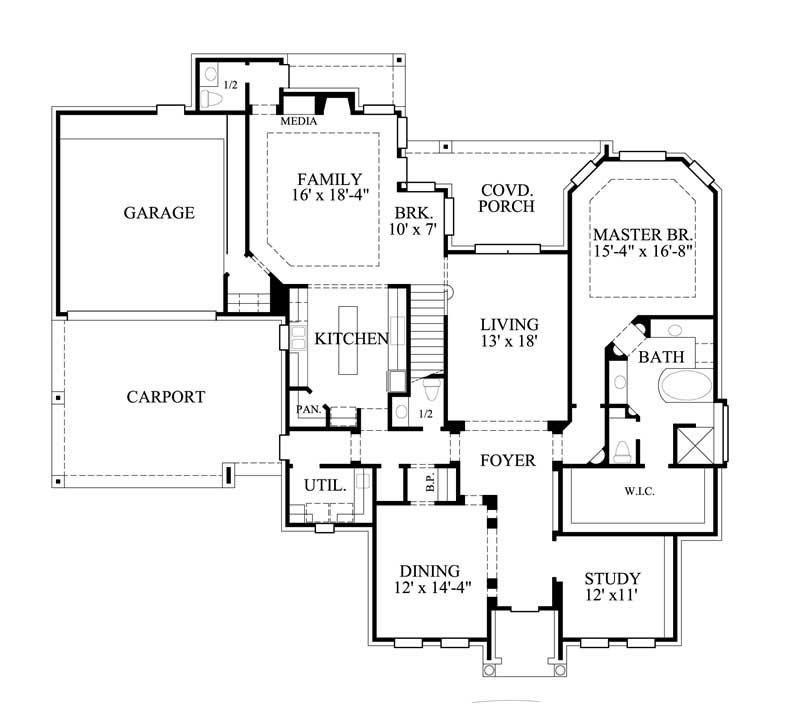 Floor Plan First Story of Luxury Plan #134-1308