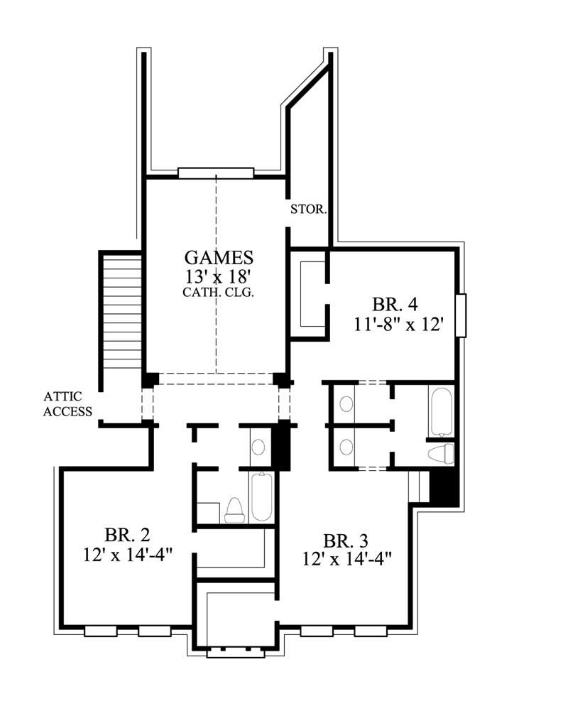 Floor Plan Second Story of Luxury Plan #134-1308