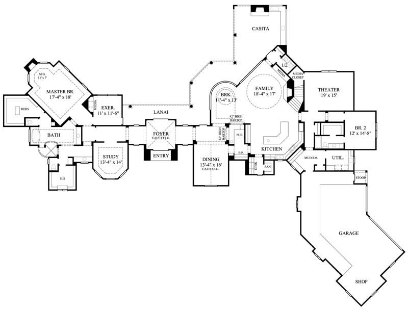 Floor Plan First Story of Luxury Plan #134-1309