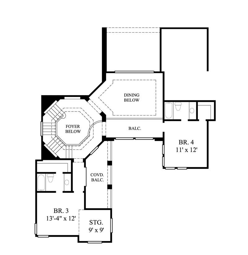 Floor Plan Second Story of Luxury Plan #134-1311