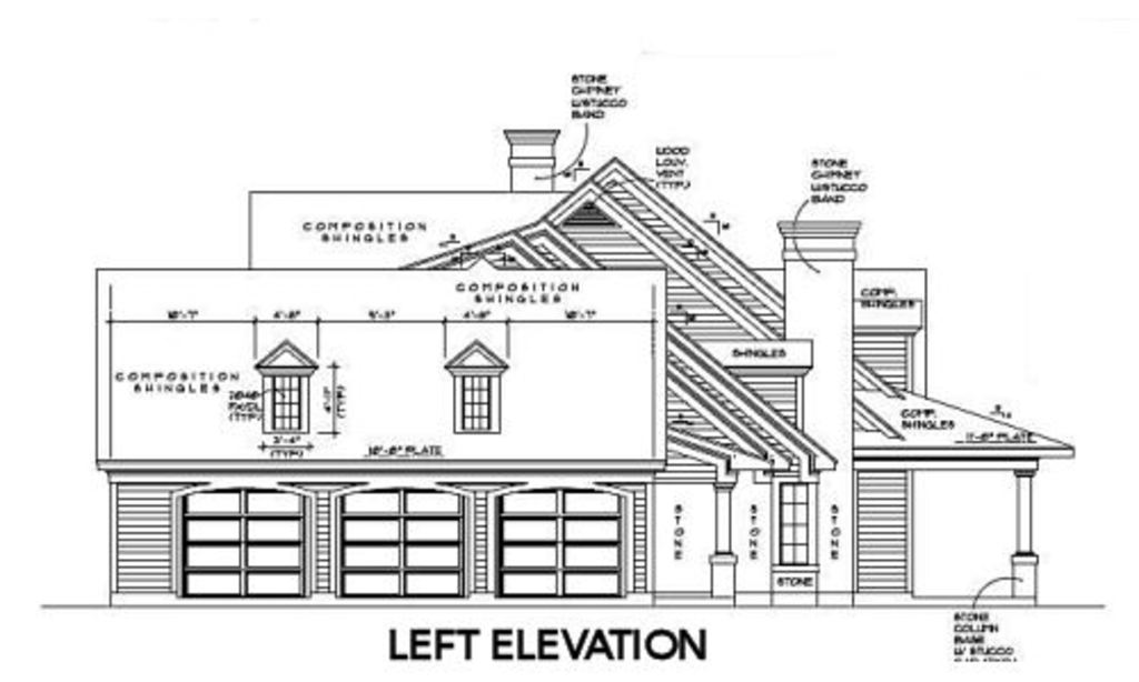 Home Plan Left Elevation of this 4-Bedroom,5052 Sq Ft Plan -134-1312