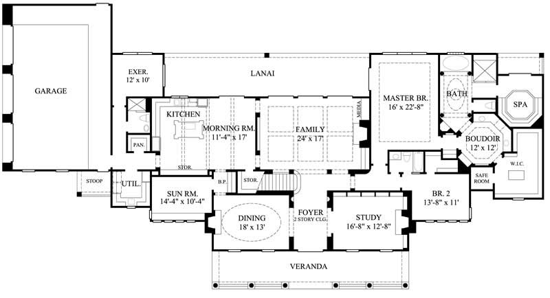 Floor Plan First Story of Country Plan #134-1312