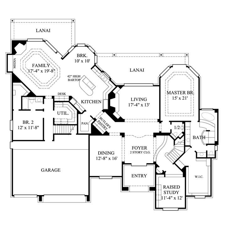Floor Plan First Story of Luxury Plan #134-1313