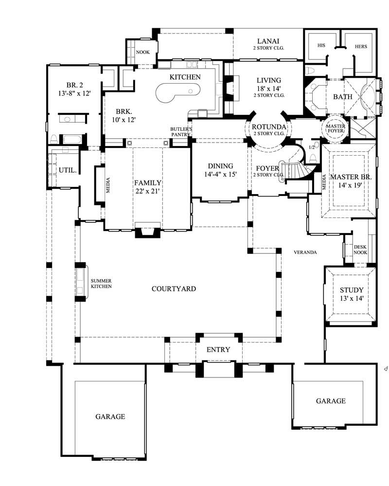Floor Plan First Story of Luxury Plan #134-1314
