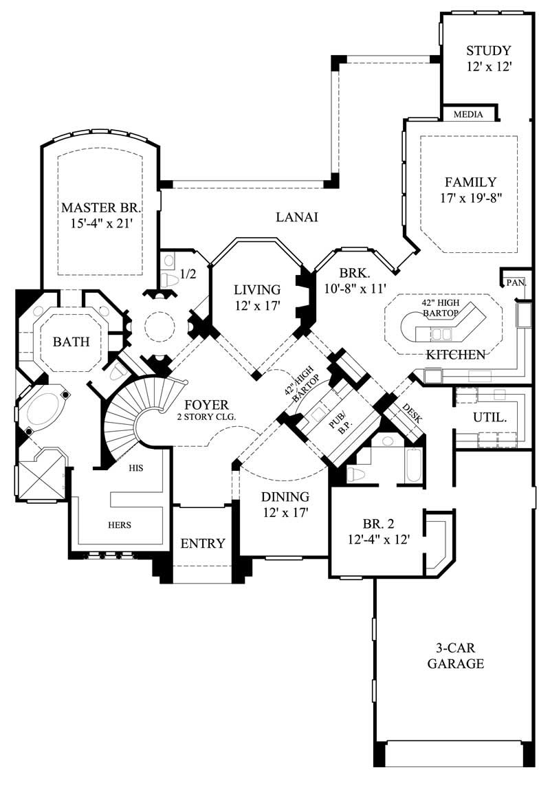 Floor Plan First Story of Mediterranean Plan #134-1315