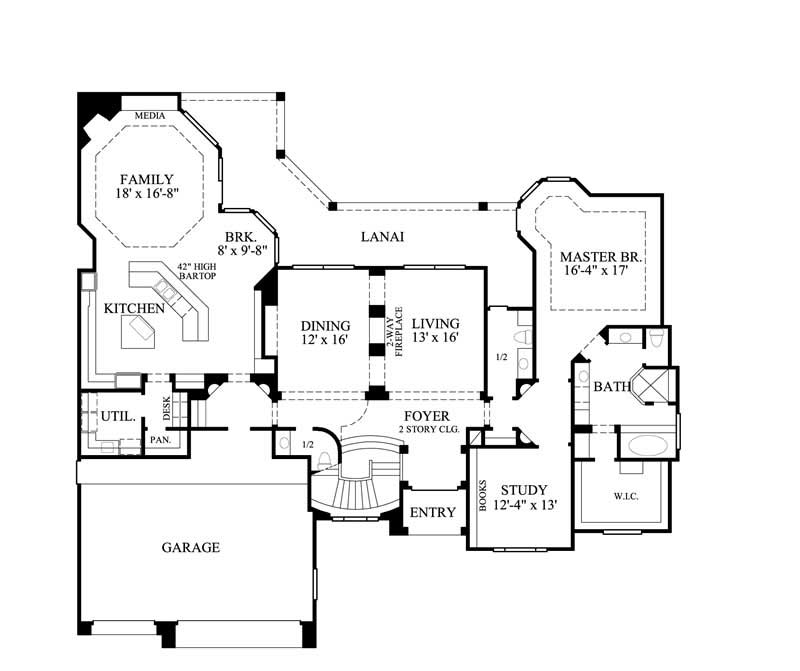 Floor Plan First Story of European Plan #134-1316