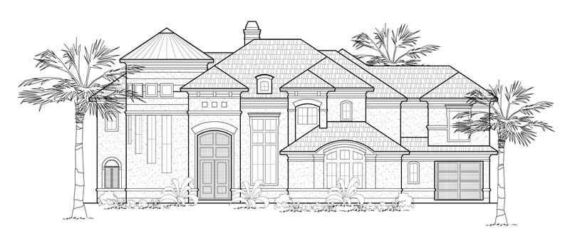 Home Plan Front Elevation of this 5-Bedroom,5403 Sq Ft Plan -134-1317