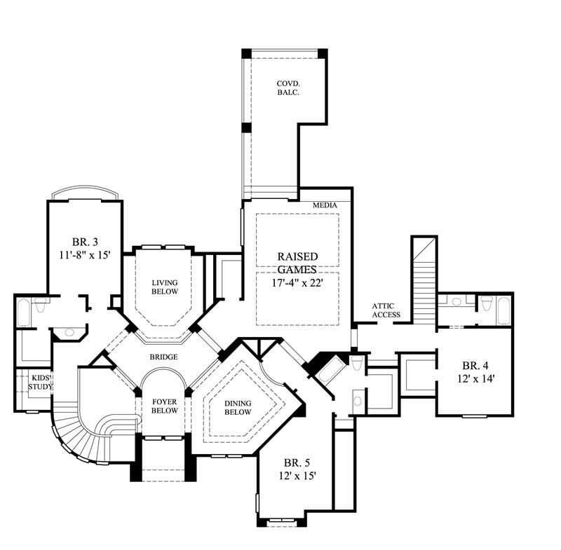 Floor Plan Second Story of Luxury Plan #134-1317