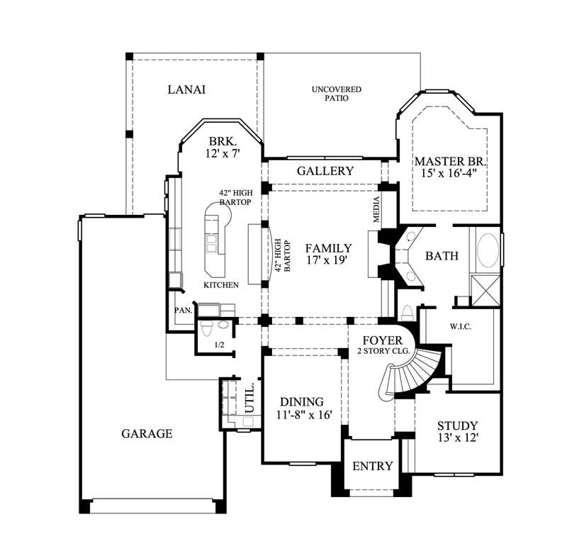 Floor Plan First Story of Luxury Plan #134-1318