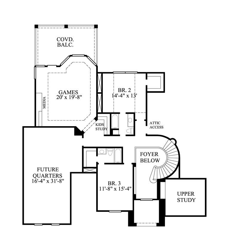 Floor Plan Second Story of Luxury Plan #134-1318
