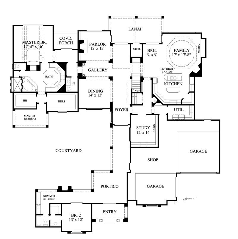 Floor Plan First Story of Luxury Plan #134-1319