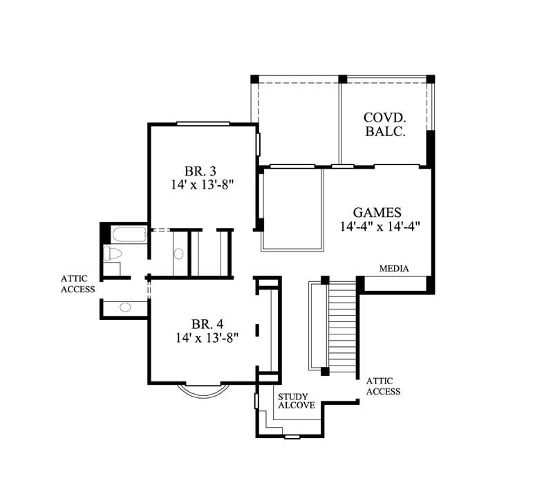 Floor Plan Second Story of Luxury Plan #134-1319