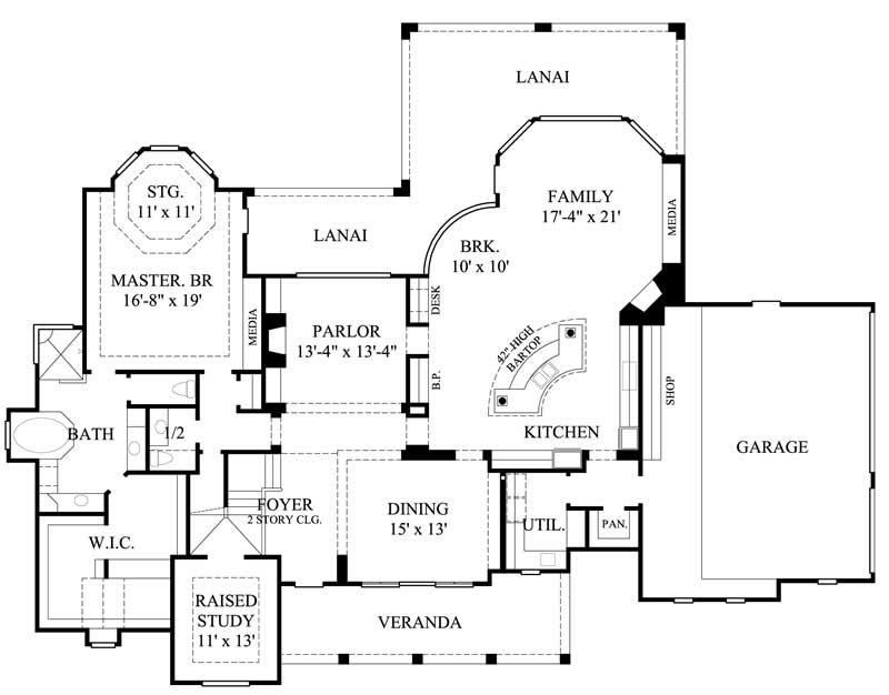 Floor Plan First Story of Country Plan #134-1320