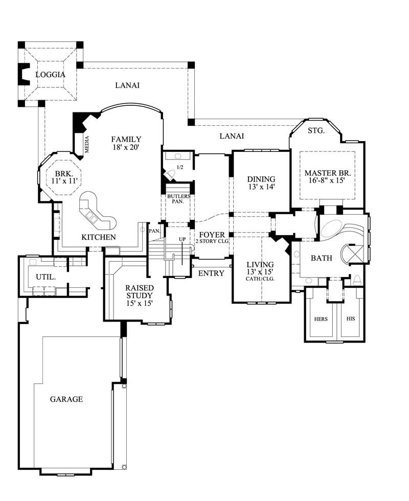 Floor Plan First Story of European Plan #134-1322