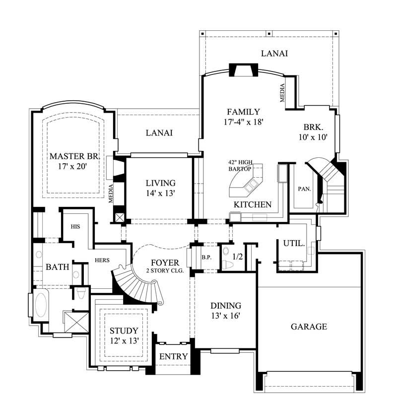 Floor Plan First Story of Luxury Plan #134-1323